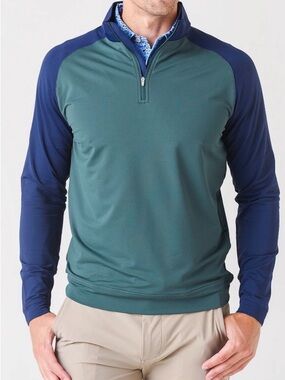 Peter Millar Crown Sport Men's Perth Colorblock Performance Quarter Zip Pullover